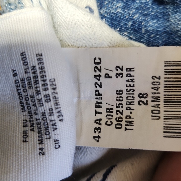 Anthropologie Pilcro Embroidered Denim Jean Short Rolled Cuff Size 28 - Picture 12 of 12